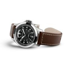 Hamilton Khaki Field King Auto Black Dial Brown Leather Strap Watch 40mm - H64455533