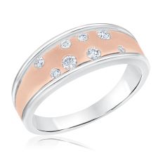 Breuning 1/5ctw Diamond Two-Tone 14k Rose Gold and White Gold Ring