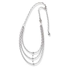 Final Sale - Lolovivi Created White Sapphire Sterling Silver Three-Strand Necklace 1