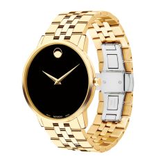 Movado Museum Classic Black Dial Gold-Tone Bracelet Watch 40mm - 0607203