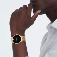 Movado Museum Classic Black Dial Gold-Tone Bracelet Watch 40mm - 0607203
