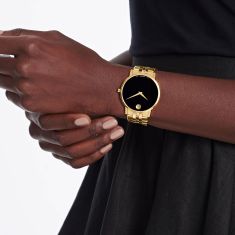 Movado Museum Classic Black Dial Gold-Tone Bracelet Watch 40mm - 0607203