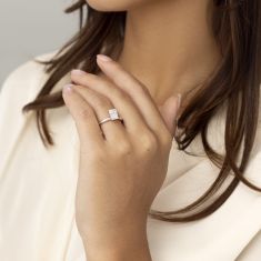 1 1/2ct Radiant Lab Grown Diamond Solitaire White Gold Engagement Ring