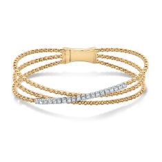 REEDS Flexible 5/8ctw Diamond Two-Tone Multi-Row Bangle Bracelet