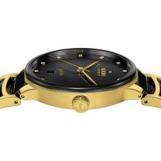 Rado Centrix Automatic Diamonds Black Dial Two-Tone Yellow Gold-Tone Stainless Steel and Black High-Tech Ceramic Middle Link Bracelet Watch 39.5mm - R30008742