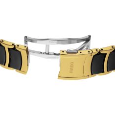 Rado Centrix Automatic Diamonds Black Dial Two-Tone Yellow Gold-Tone Stainless Steel and Black High-Tech Ceramic Middle Link Bracelet Watch 39.5mm - R30008742