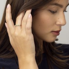 Emerald and 1/5ctw Diamond Yellow Gold Birthstone Ring
