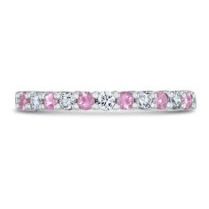Pink Sapphire and 1/5ctw Diamond White Gold Birthstone Ring