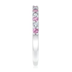 Pink Sapphire and 1/5ctw Diamond White Gold Birthstone Ring