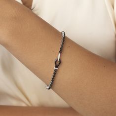 1ctw Treated Black Diamond and Diamond Sterling Silver Bracelet