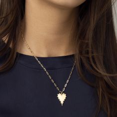 Shy Creation 1/8ctw Diamond Heart Yellow Gold Necklace