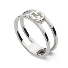 Gucci Interlocking G 6mm Sterling Silver Ring - Size 7.25 1