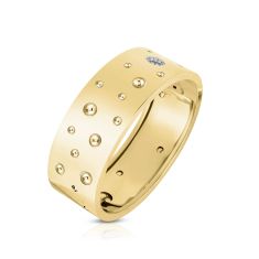 Roberto Coin Pois Moi Luna 1/5ctw Diamond Wide Yellow Gold Bangle Bracelet
