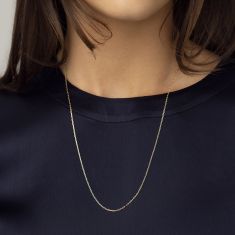 10k Yellow Gold 1.5mm Elongated Cable Adjustable Chain Necklace