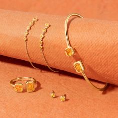 Papyrus Citrine Floral-Inspired Yellow Gold Stud Earrings