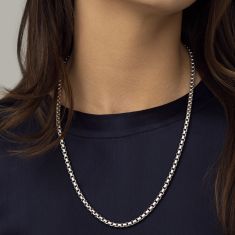 Round Box Sterling Silver Chain Necklace 4.4mm