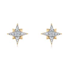 Papyrus 1/20ctw Diamond Star 10k Yellow Gold Stud Earrings 1