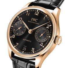 IWC Portugieser Automatic 42 Black Dial Black Leather Strap Watch 42mm - IW501707