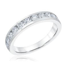 1ctw Round Diamond 14k White Gold Wedding Band - Embrace Collection