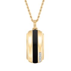 Men's Black Onyx and 1/20ctw Diamond 10k Yellow Gold Pendant Necklace 1