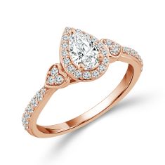 5/8ctw Pear Diamond Halo 14k Rose Gold Engagement Ring - Glow Collection