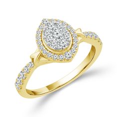 1/5ctw Diamond Marquise-Shaped Yellow Gold Vintage-Inspired Promise Ring