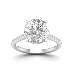 5 1/3ctw Round Lab Grown Diamond Hidden Halo 14k White Gold Engagement Ring