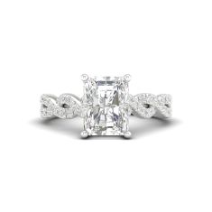 3 1/3ctw Radiant Lab Grown Diamond Vintage-Inspired 14k White Gold Engagement Ring