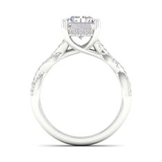 3 1/3ctw Radiant Lab Grown Diamond Vintage-Inspired 14k White Gold Engagement Ring