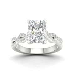 3 1/3ctw Radiant Lab Grown Diamond Vintage-Inspired 14k White Gold Engagement Ring