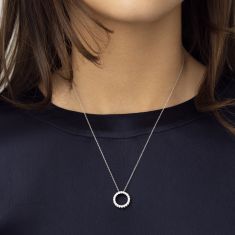 1/2ctw Lab Grown Diamond Circle White Gold Pendant Necklace