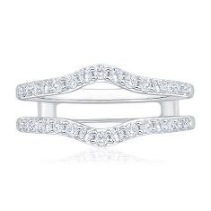 1/2ctw Round Diamond 14k White Gold Ring Guard - Embrace Collection