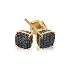 Men's 1/4ctw Black Diamond 10k Yellow Gold Stud Earrings 1