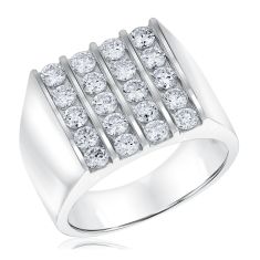 Men's 2ctw Round Lab Grown Diamond 14k White Gold Multi-Row Ring