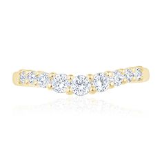 1/2ctw Round Diamond 14k Yellow Gold Curved Wedding Band - Embrace Collection
