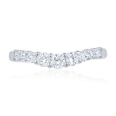 1/2ctw Round Diamond 14k White Gold Curved Wedding Band - Embrace Collection