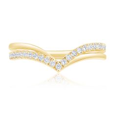 1/4ctw Round Diamond 14k Yellow Gold Chevron Wedding Band - Embrace Collection
