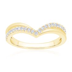 1/4ctw Round Diamond 14k Yellow Gold Chevron Wedding Band - Embrace Collection
