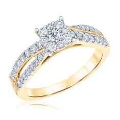1ctw Diamond Composite 14k Yellow Gold Engagement and Wedding Ring Bridal Set - Glow Collection