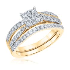 image of 1ctw Diamond Composite 14k Yellow Gold Engagement and Wedding Ring Bridal Set - Glow Collection with sku:20493037