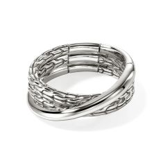 John Hardy Essential Sterling Silver Crossover Ring - Size 7 1