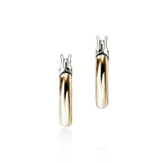John Hardy Essential 14mm Two-Tone Sterling Silver and Yellow Gold Hoop Earrings 1