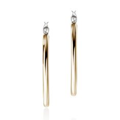 John Hardy Essential 34.5mm Two-Tone Sterling Silver and Yellow Gold Hoop Earrings 1