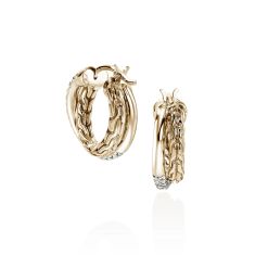 John Hardy Essential 1/4ctw Diamond Pave 15mm Yellow Gold Hoop Earrings