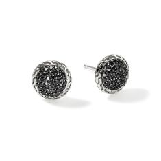 John Hardy Essential Black Sapphire Pave 10mm Sterling Silver Stud Earrings 1