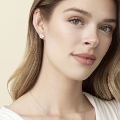 2 1/2ctw ECONIC Star Round Lab Grown Diamond Halo White Gold Stud Earrings