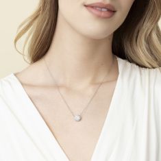 1 7/8ctw ECONIC Star Round Lab Grown Diamond Halo White Gold Pendant Necklace