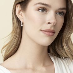 1 7/8ctw ECONIC Star Round Lab Grown Diamond White Gold Hoop Drop Earrings