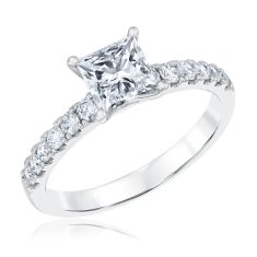 1 3/8ctw Princess Lab Grown Diamond 14k White Gold Engagement Ring 1