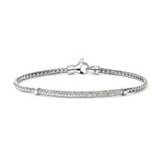 John Hardy Essential 5/8ctw Diamond Pave Bar Sterling Silver Bracelet 1